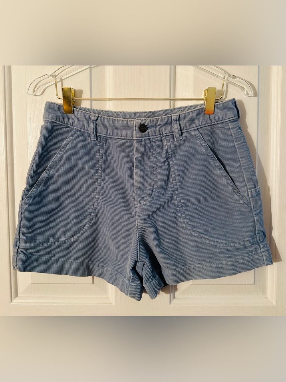 PATAGONIA Women 4 ORGANIC Cotton Gorpcore Stand Up Shorts Light Blue Corduroy